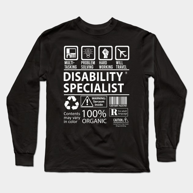 Disability Specialist T Shirt - MultiTasking Certified Job Gift Item Tee Long Sleeve T-Shirt by Aquastal